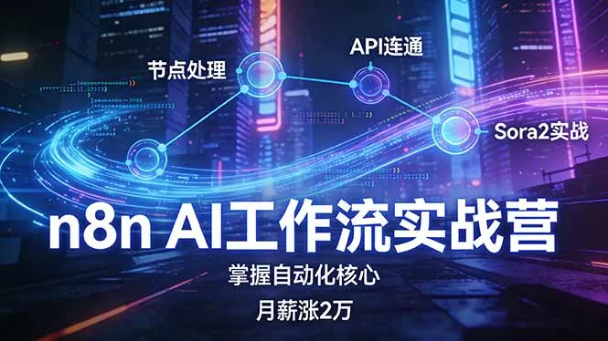 n8n AI工作流实战营，节点处理+API连通+Sora2实战，掌握自动化核心月薪涨2万-33资源网
