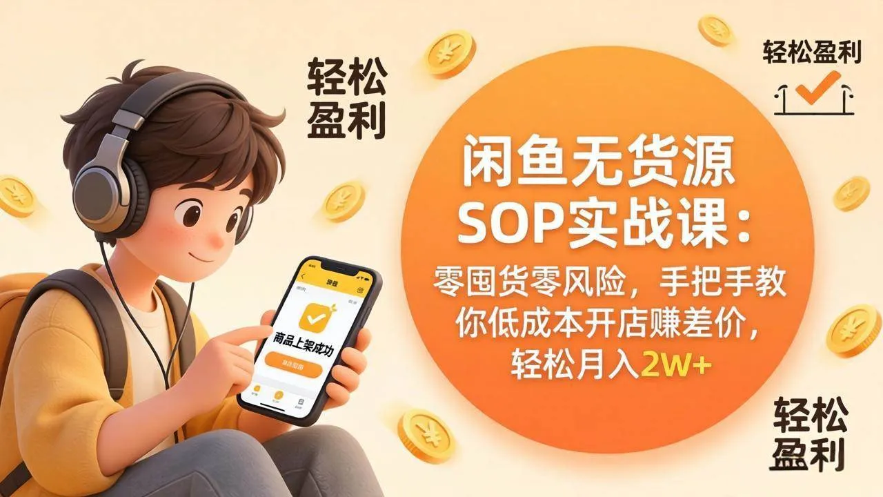 （17838期）闲鱼无货源SOP实战课：零囤货零风险，手把手教你低成本开店赚差价，轻松月入2w+-33资源网