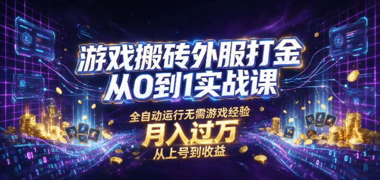 游戏搬砖外服打金从0到1实战课,从上号到收益,全自动运行无需游戏经验,月入过1W【揭秘】-33资源网