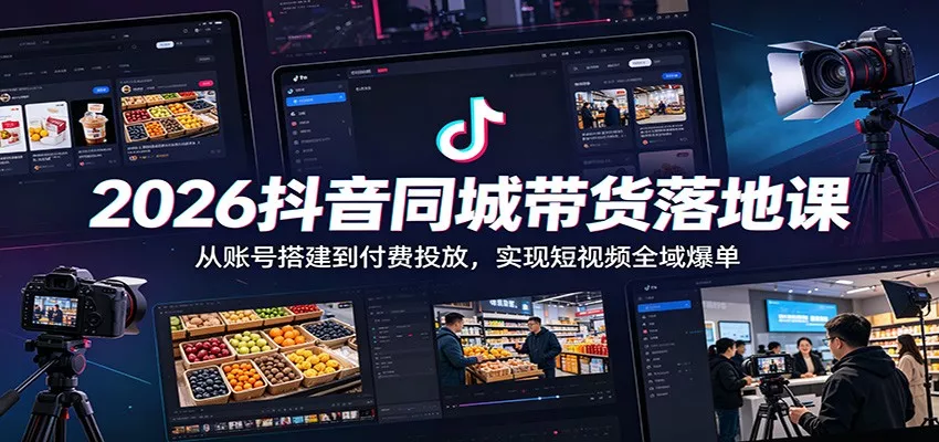2026抖音同城带货落地课:从账号搭建到付费投放,实现短视频全域爆单-33资源网