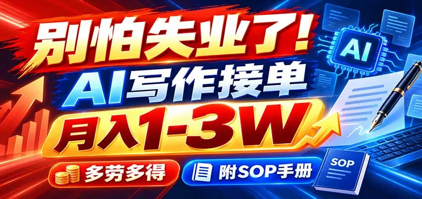 别怕失业了！AI写作接单月入1-3W，多劳多得，附SOP手册-33资源网
