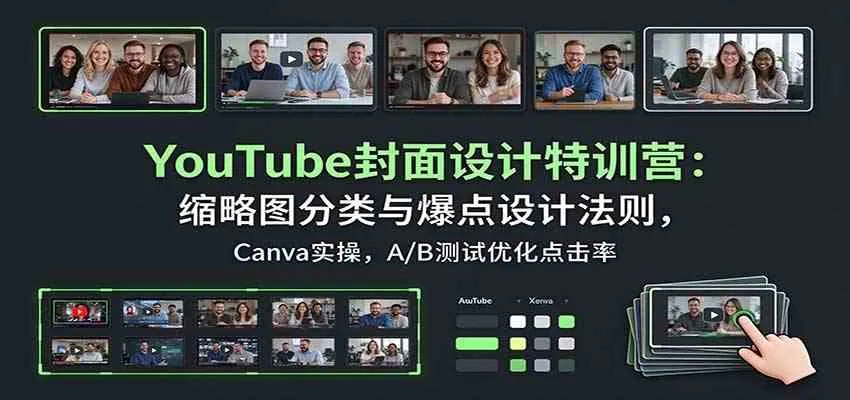YouTube封面设计特训营:缩略图分类与爆点设计法则,Canva实操,A/B测试优化点击率-33资源网