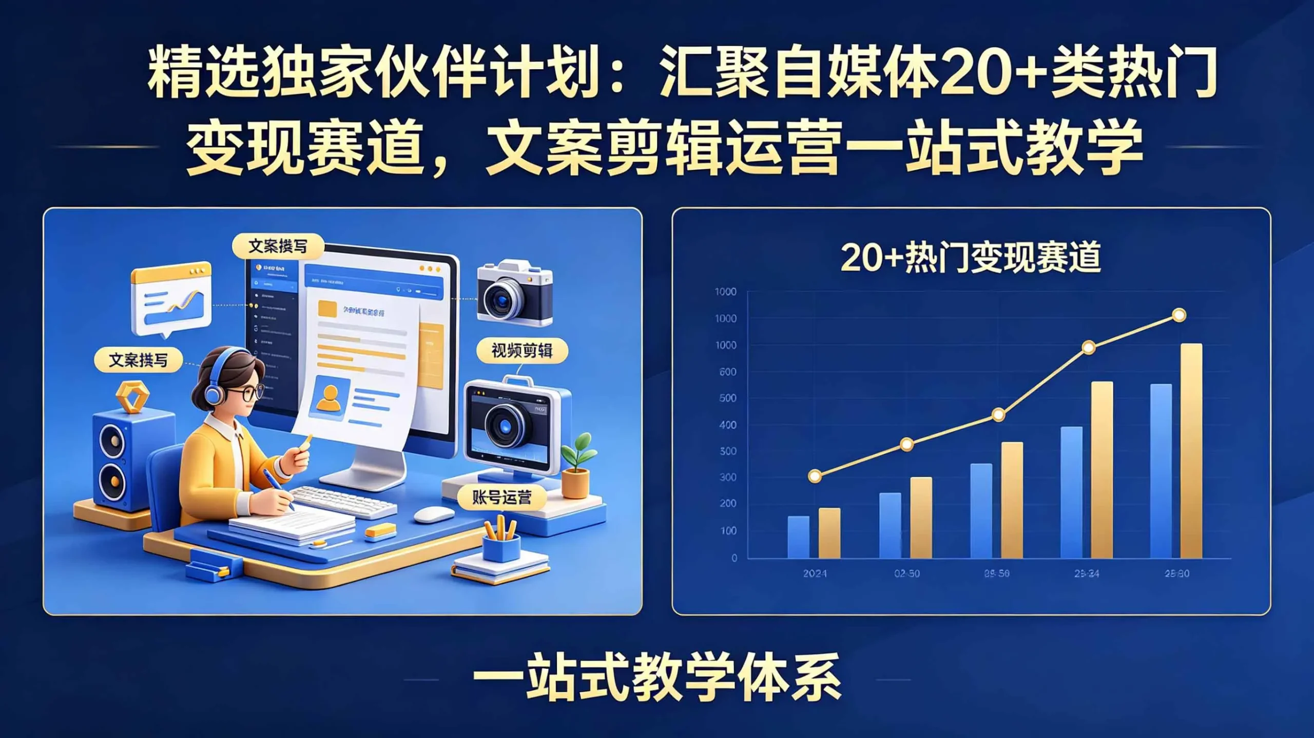 （18478期）精选独家伙伴计划：汇聚自媒体20+类热门变现赛道，文案剪辑运营一站式教学-33资源网