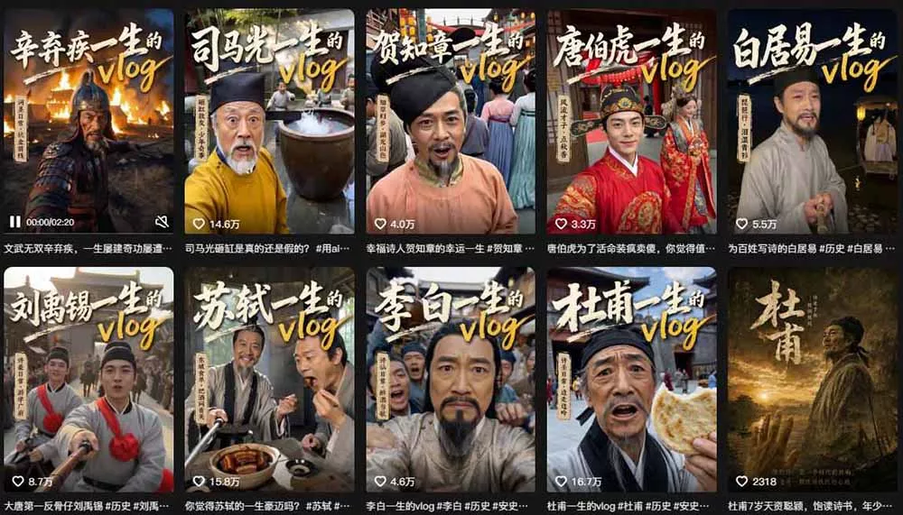 历史人物，诗人一生Vlog教学， AI制作丨伙伴计划丨精选收益丨商单收徒 ，新领域红利期，抓紧做-33资源网