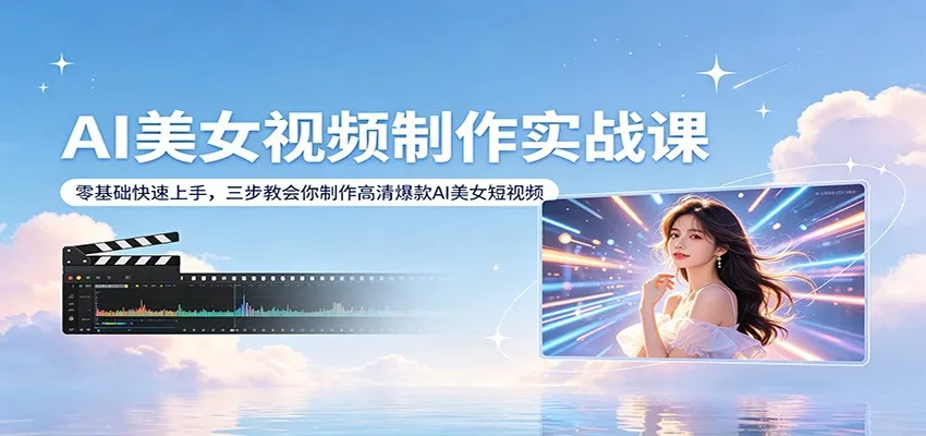 AI美女视频制作实战课：零基础快速上手，三步教会你制作高清爆款AI美女短视频-33资源网