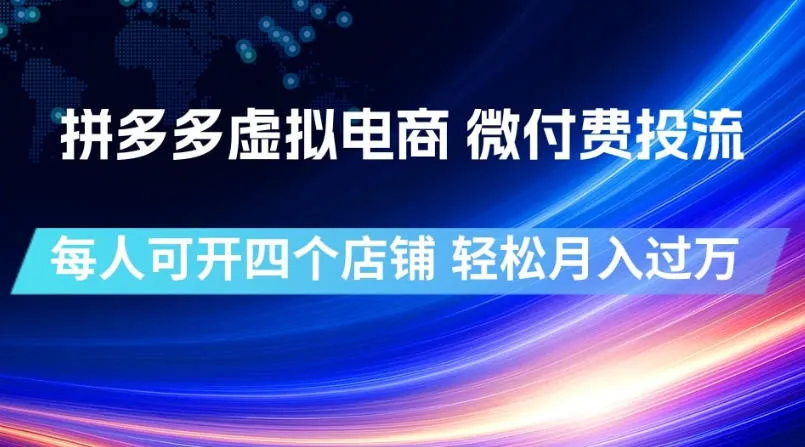 拼多多虚拟电商，微付费投流玩法，每人可开四个店，轻松月入过1W【揭秘】-33资源网