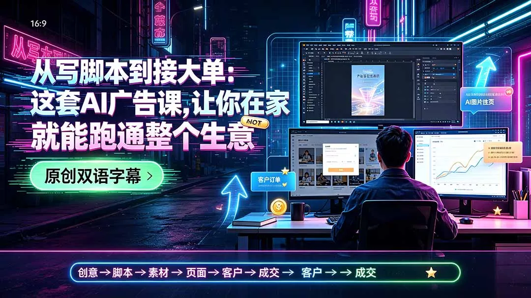 从写脚本到接大单:这套AI广告课,让你在家就能跑通整个生意【原创双语字幕】-33资源网