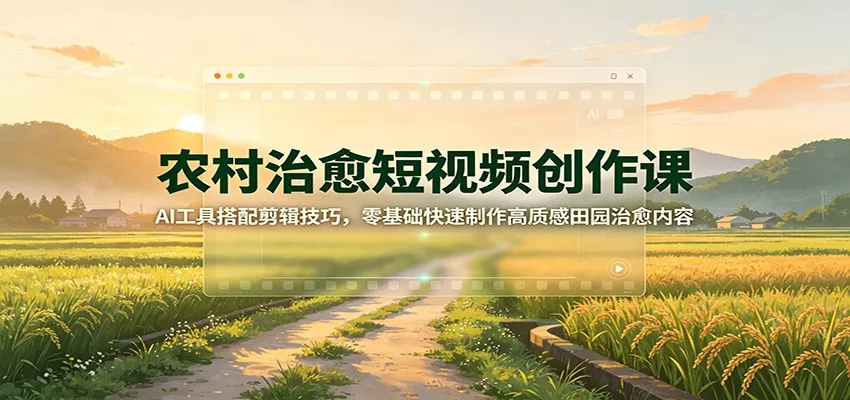 农村治愈短视频创作课：AI工具搭配剪辑技巧，零基础快速制作高质感田园治愈内容-33资源网