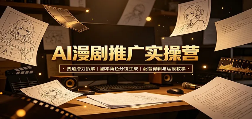 AI漫剧推广实操营:赛道潜力拆解,剧本角色分镜生成,配音剪辑与运镜教学-33资源网