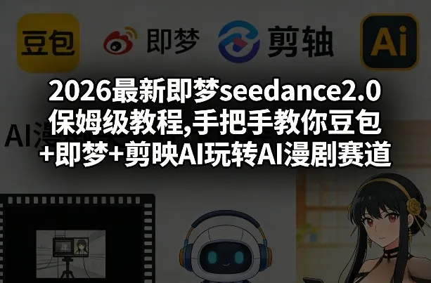 2026最新即梦seedance2.0保姆级教程,手把手教你豆包+即梦+剪映AI玩转AI漫剧赛道-33资源网