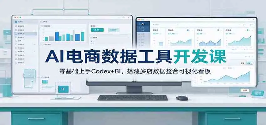 AI电商数据工具开发课:零基础上手Codex+BI,搭建多店数据整合可视化看板-33资源网