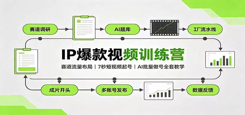 IP爆款视频训练营：赛道流量布局，7秒短视频起号，AI批量做号全套教学-33资源网
