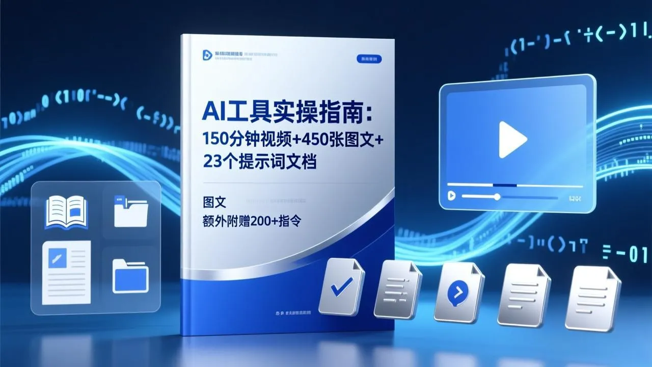 AI工具实操指南：150分钟视频+450张图文+23个提示词文档，额外附赠200+指令-33资源网