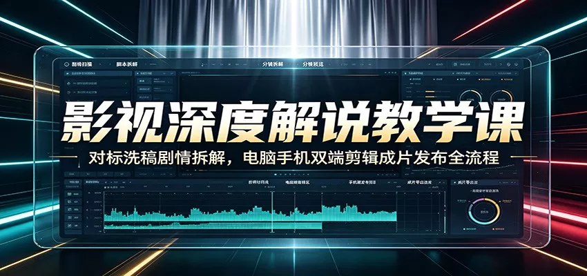 影视深度解说教学课:对标洗稿剧情拆解,电脑手机双端剪辑成片发布全流程-33资源网