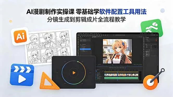 （18605期）AI漫剧制作实操课 零基础学软件配置工具用法 分镜生成到剪辑成片全流程教学-33资源网
