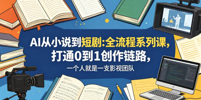 AI从小说到短剧全流程系列课，打通0到1创作链路，一个人就是一支影视团队-33资源网