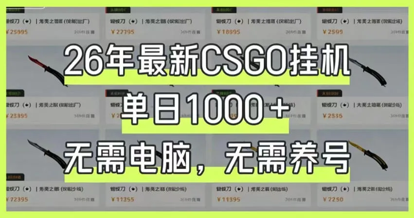 26年最新CSGO挂G系统,单日1000+,无需电脑,无需养号,0基础可上手【揭秘】-33资源网