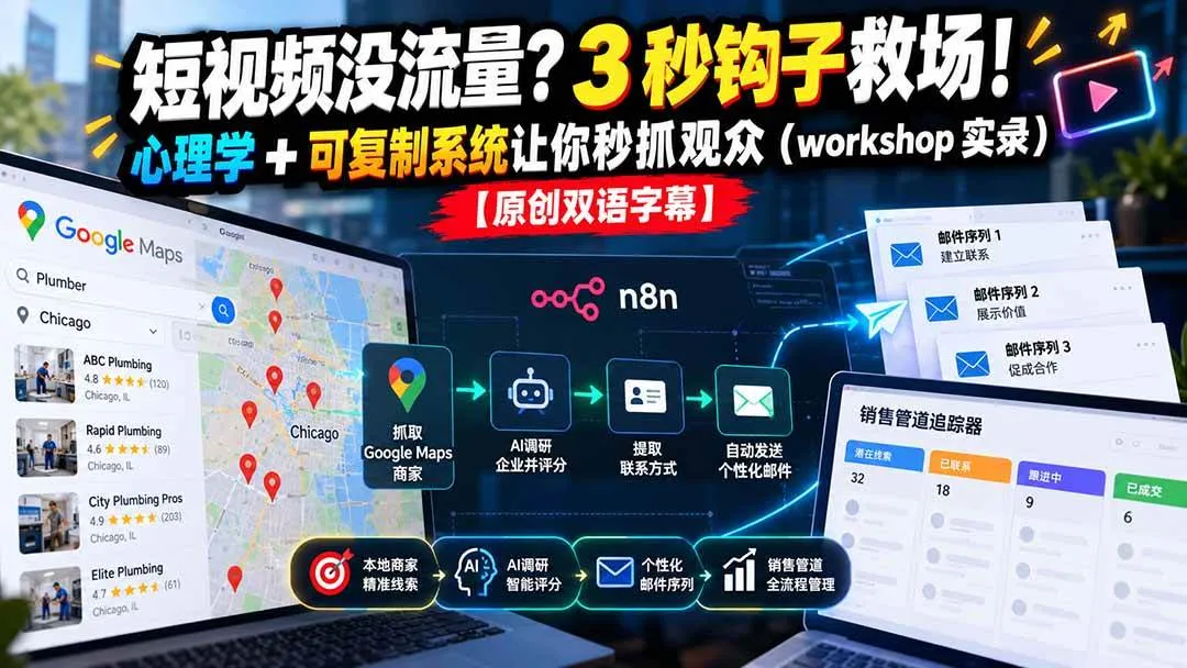 （21043期）短视频没流量？3 秒钩子救场！心理学 + 可复制系统让你秒抓观众（workshop 实录）【原创双语字幕】-33资源网
