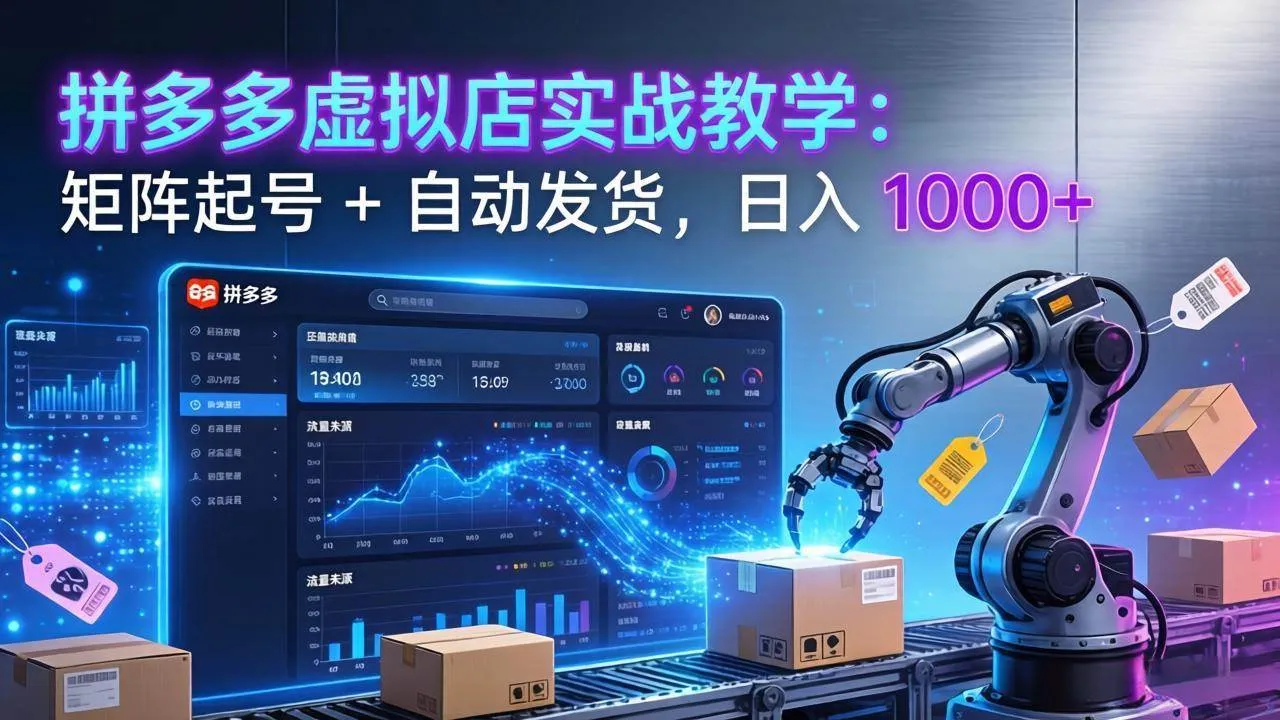（17628期）拼多多虚拟店实战教学：矩阵起号 + 自动发货，日入 1000+-33资源网