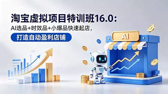 淘宝虚拟项目特训班16.0：AI选品+时效品+小爆品快速起店，打造自动盈利店铺-33资源网