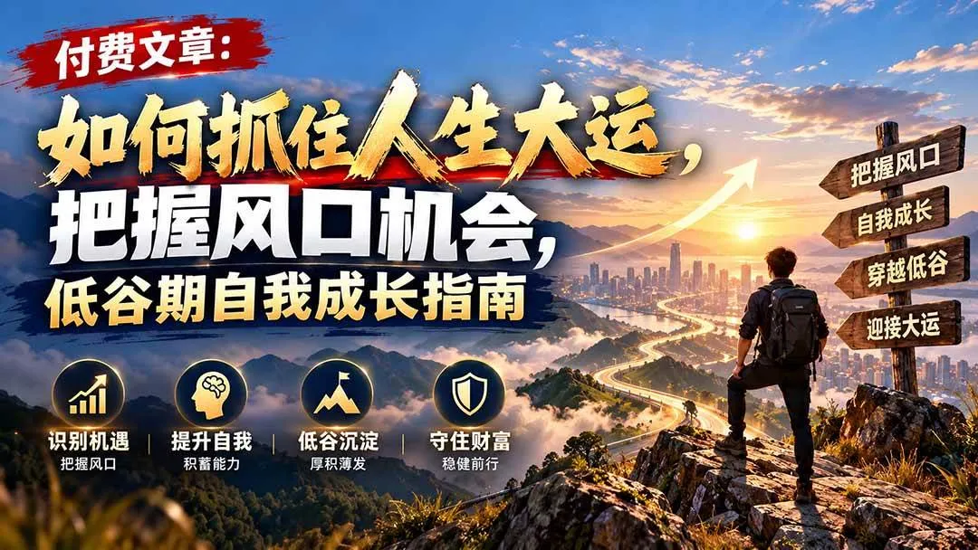 （20942期）付费文章：如何抓住人生大运，把握风口机会，低谷期自我成长指南-33资源网