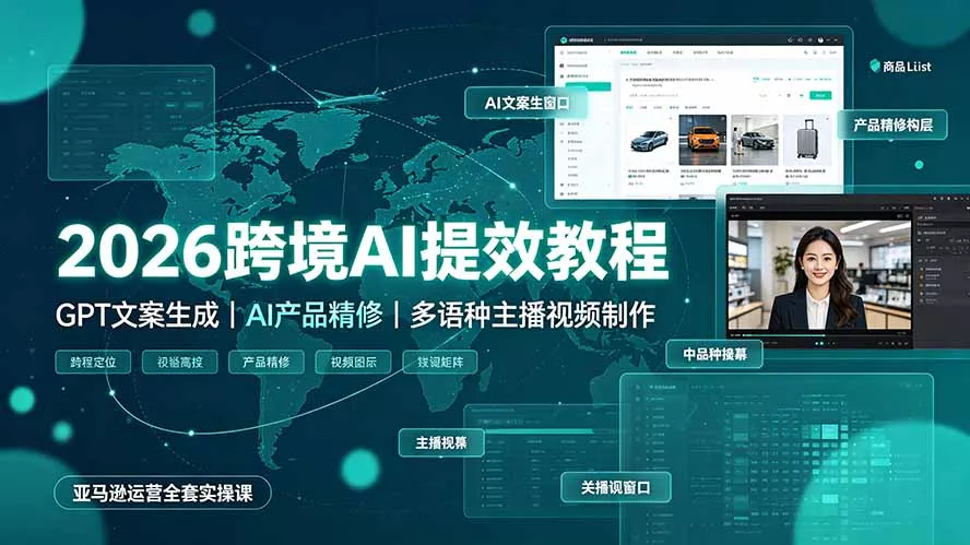 2026跨境AI提效教程·GPT文案生成|AI产品精修|多语种主播视频制作,亚马逊运营全套实操课-33资源网