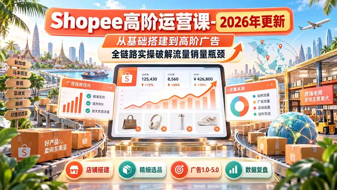 Shopee高阶运营课-更新9月,从基础搭建到高阶广告,全链路实操破解流量销量瓶颈-33资源网