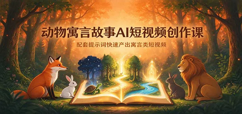 动物寓言故事AI短视频创作课:配套提示词快速产出寓言类短视频-33资源网