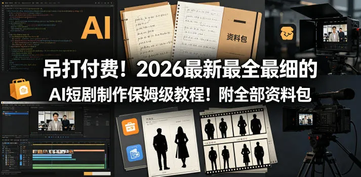 吊打付费！2026最新最全最细的AI短剧制作保姆级教程！附全部资料包-33资源网