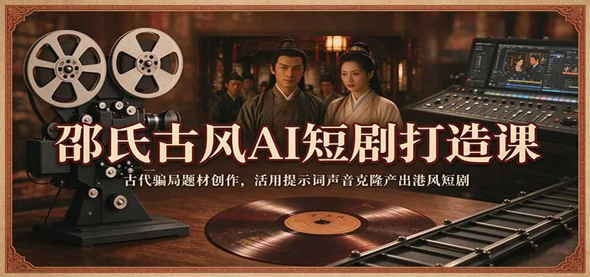 邵氏古风AI短剧打造课：古代骗局题材创作，活用提示词声音克隆产出港风短剧-33资源网