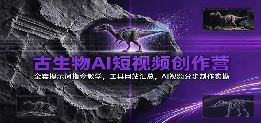 古生物AI短视频创作营:全套提示词指令教学,工具网站汇总,AI视频分步制作实操-33资源网