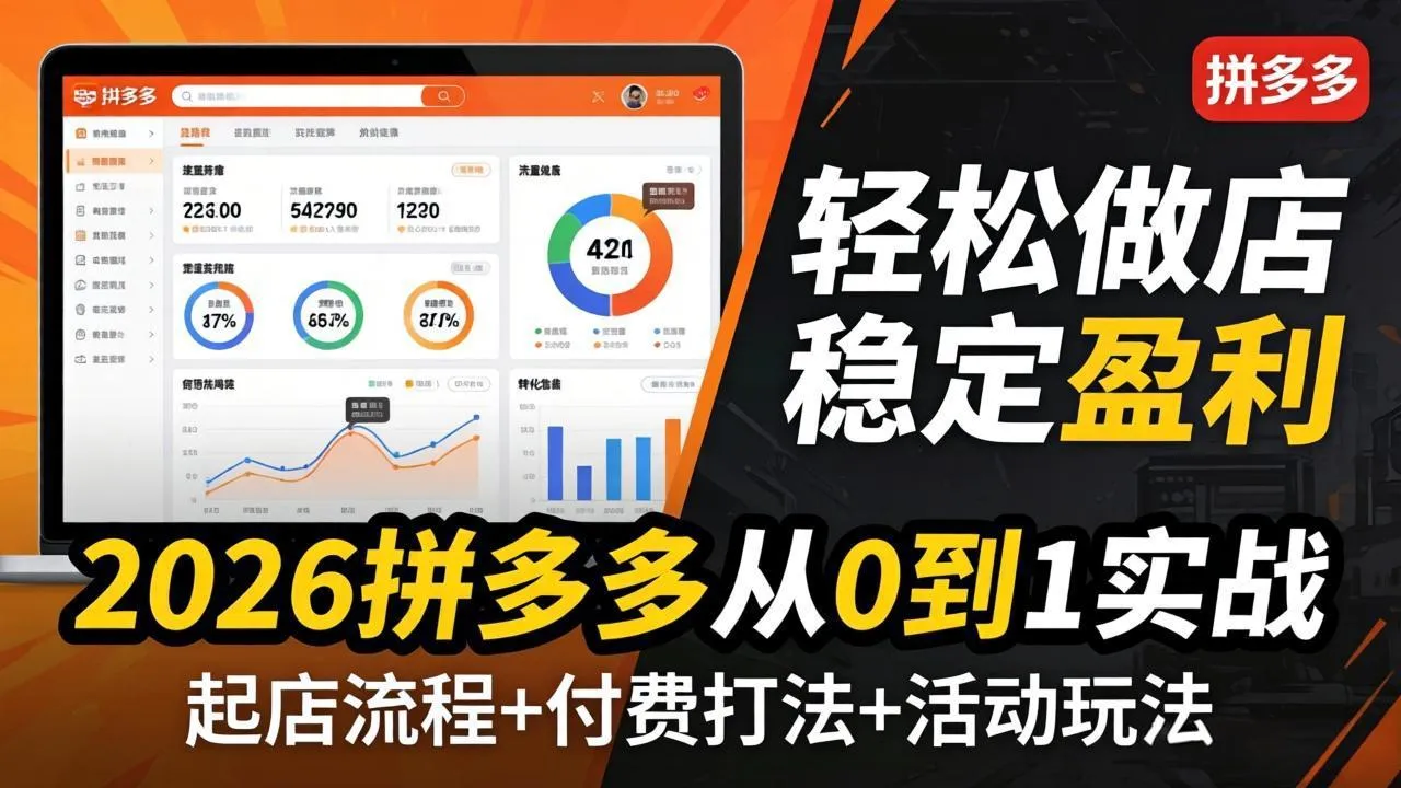 2026拼多多从0到1实战-4月更新：最新起店流程+付费打法+活动玩法，轻松做店稳定盈利-33资源网