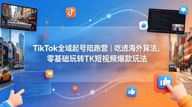 TikTok全域起号陪跑营｜吃透海外算法，零基础玩转TK短视频爆款玩法-33资源网