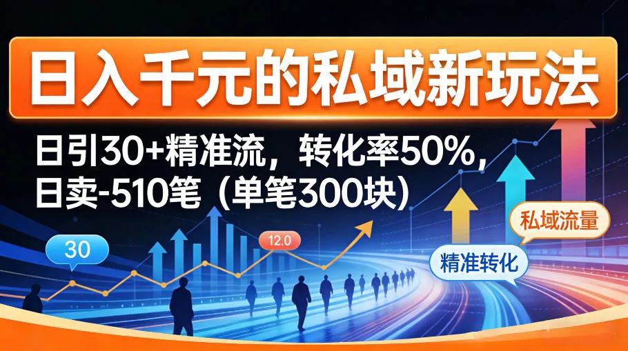 日入千米的私域新玩法：日引30＋精准流，转化率50%，日卖5-10笔（单笔300米）-33资源网