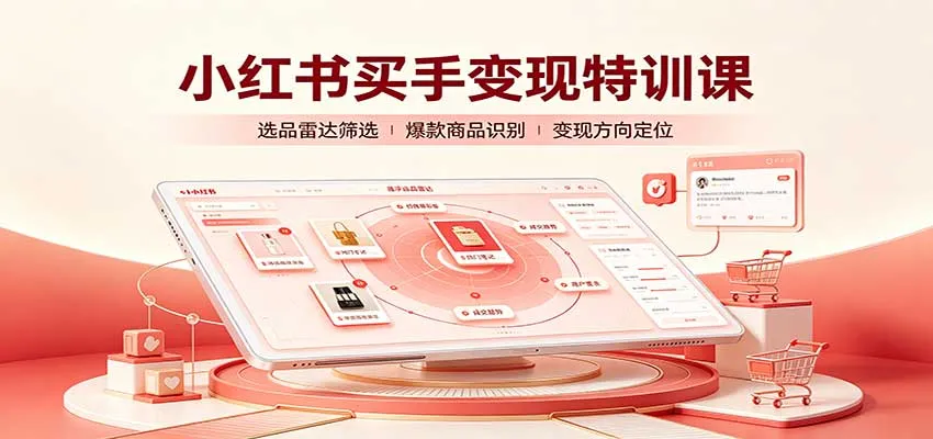 小红书买手变现特训课:账号定位养号起号,选品挂车,笔记标题封面全套教学-33资源网