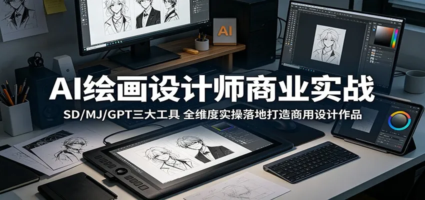 AI绘画设计师商业实战：SD/MJ/GPT三大工具，全维度实操落地打造商用设计作品-33资源网