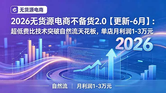 2026无货源电商不备货2.0【更新-6月】:超低费比技术突破自然流天花板,单店月利润1-3万元-33资源网