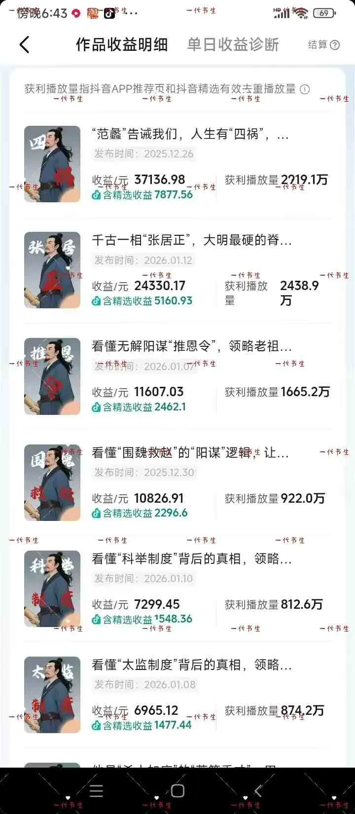 抖音300w粉丝博主的政史类科普视频教学，有大流量扶持，拿伙伴伙伴+精选独家双份收益-33资源网