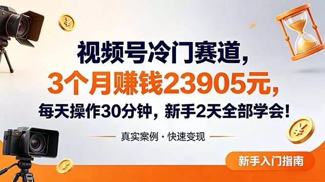 视频号冷门赛道，3个月变现23905元，新手2天学会 每天操作30分钟！-33资源网