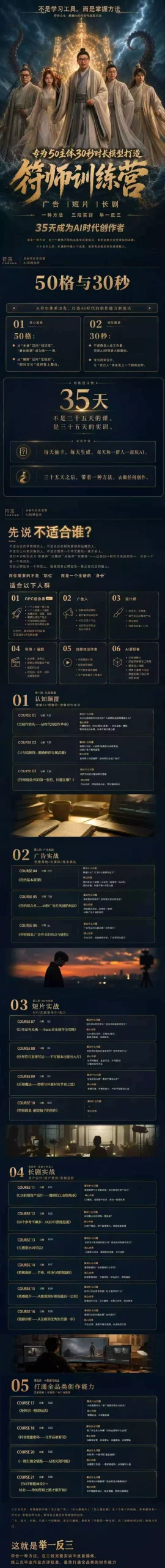 符师训练营-35天成为AI时代创作者,广告+短片+漫剧+智能体四大实战方向,掌握从创意到上线的完整工作流-33资源网