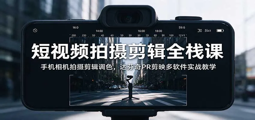 短视频拍摄剪辑全栈课：手机相机拍摄剪辑调色，达芬奇PR剪映多软件实战教学-33资源网