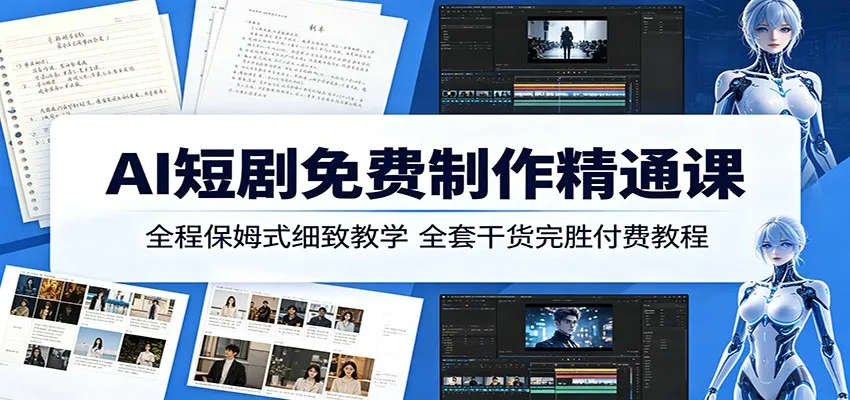 AI短剧免费制作精通课：全程保姆式细致教学，全套干货完胜付费教程-33资源网