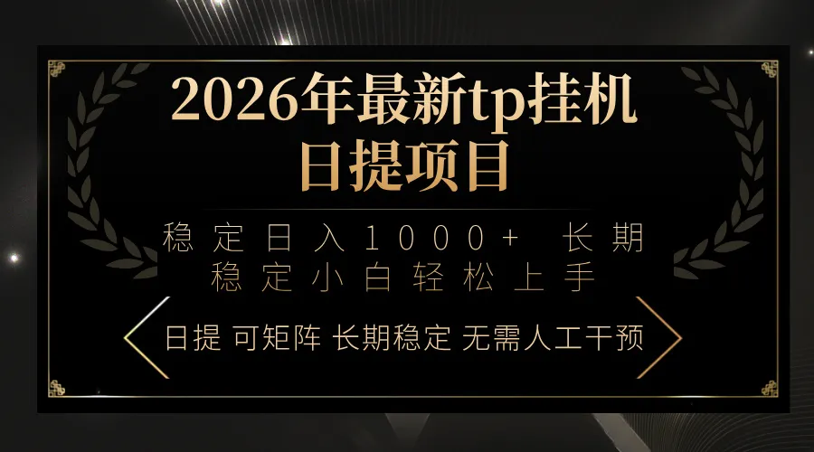 2026年最新tp挂机日提项目：稳定日入1000+小白轻松上手-33资源网