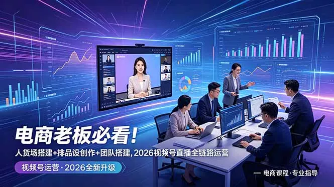电商老板必看!人货场搭建+排品设计+素材创作+团队搭建,2026视频号直播全链路运营-33资源网