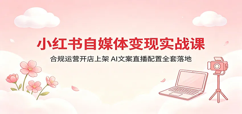 小红书自媒体变现实战课：合规运营开店上架，AI文案直播配置全套落地-33资源网