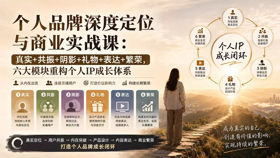 个人品牌深度定位与商业实战课：真实+共振+阴影+礼物+表达+繁荣，六大模块重构个人IP成长体系-33资源网