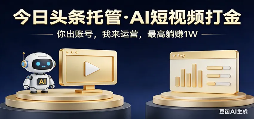 头条号AI托管，我提供作品，你提供账号，每天5分钟发布，小白躺赚3000+-33资源网