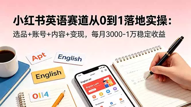 小红书英语赛道从0到1落地实操：选品+账号+内容+变现，每月3000-1万稳定收益-33资源网