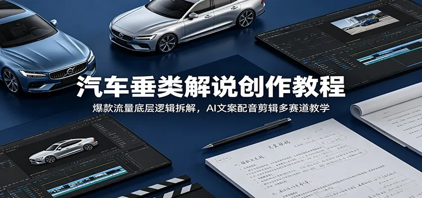 汽车垂类解说创作教程:爆款流量底层逻辑拆解,AI文案配音剪辑多赛道教学-33资源网