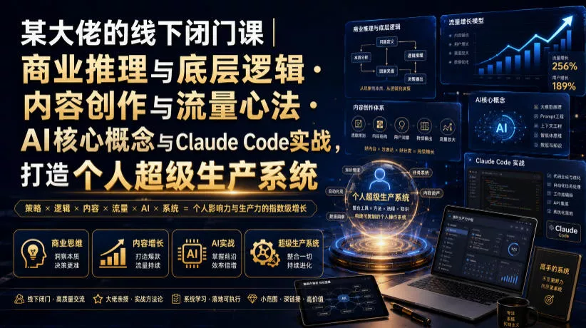 某大佬的线下闭门课|商业推理与底层逻辑・内容创作与流量心法・AI核心概念与Claude Code实战,打造个人超级生产系统【录音+图片】-33资源网